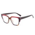 Square TR90 glasses frame with red translucent upper and tortoiseshell pattern finish - Brown Top Red Bottom Tortoiseshell Frame