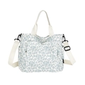 Florale Canvas-Tragetasche mit verstellbarem Riemen und Mehrfachtaschen in Hellblau - Blau