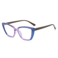 Montatura occhiali cat-eye in TR90 bicolore viola e blu con stanghette marroni - Bicolore Viola Blu Asta Verde Scuro (5205)