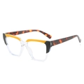 Modern square TR90 glasses frame in transparent color with yellow and black accents - Black Top Yellow Bottom Transparent Spliced Frame