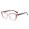 Cat eye glasses frame with transparent pink front and dark red temples in TR90 - Pink Transparent Frame Tea Temple (5205)