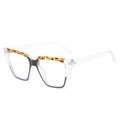 Square TR90 glasses frame featuring leopard print patchwork with transparent temples - Transparent Top Leopard Bottom Black Spliced Frame