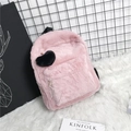 Zaino in ecopelliccia rosa con ciondolo a cuore nero e spallacci regolabili - Rosa