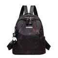 Mochila de Oxford negra impermeable para mujer con diseño geométrico y colgante de oso - Estilo 2 Patrón Rojo (Con Colgante de Oso)