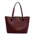 Bolso tote grande y minimalista en cuero suave burdeos con estampado Forever Young - Burdeos