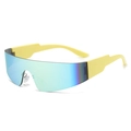 Occhiali da sole polarizzati oversize con lenti blu-verdi e stanghette gialle - Montatura Gialla Specchio Oro