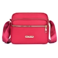 Borsa a tracolla rossa in nylon impermeabile con tre tasche con zip e cinturino - Rosso