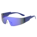 Athletic wrap-around sunglasses with vibrant blue thickened lenses and a modern frame - Regular / Standard Blue Legs and Blue Lenses