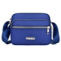 Borsa a tracolla in nylon blu scuro impermeabile con tasche a zip e tracolla regolabile - Blu