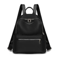 Zaino alla moda in tessuto Oxford nero con cerniere argentate e grande capacità interna - Nero Grande