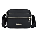 Borsa a tracolla in nylon nero impermeabile con scomparti multipli e cerniere dorate - Nero