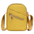 Fashionable ginger yellow nylon crossbody cell phone bag with adjustable strap and gold zipper - Yellow