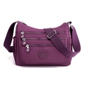 Borsa a tracolla in nylon viola impermeabile con tasche multiple e cinturino regolabile - Viola