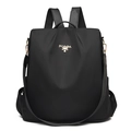 Wasserdichter schwarzer Nylonrucksack mit goldener Logoplatte und Diebstahlschutz - Klassischer schwarzer Stil (2023黑色)