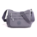 Borsa a tracolla in nylon viola impermeabile con tasche multiple e spalla regolabile - Grigio chiaro