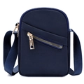 Navy blue nylon crossbody phone bag with adjustable strap and gold zipper accents - Blue