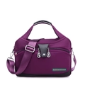 Versatile purple Oxford cloth handbag and crossbody bag with fashion logo and wide strap - Elegant Purple