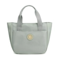Sac fourre-tout en nylon vert menthe clair avec poche avant et poignées tissées - Gris