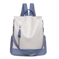 Zaino minimalista in ecopelle grigio e blu per i viaggi di ogni giorno - Bianco