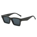 Classic black rectangular oversized sunglasses with thick frames and dark lenses - Bright Black Frame Grey Lens