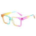Retro-Regenbogen-Sonnenbrille in quadratischer Form mit Farbverlauf für Damen und Herren im Profil - Normal / Standardmäßige weiße Gläser mit bunten Rahmen (inkl. 13 % MwSt.)