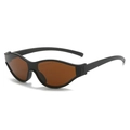 Occhiali da sole sportivi neri con lenti color ambra e design avvolgente moderno - Regolare / Montatura Nera Lenti Tè