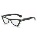Gafas anti luz azul tipo cat-eye con montura de purpurina bicolor para mujer - Marco negro brillante / Lente transparente anti-luz azul