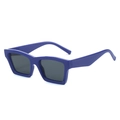Modern square sunglasses featuring a dark blue acetate frame and dark gray tinted lenses - Blue Frame Grey Lens