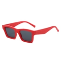 Minimalist square frame sunglasses in vibrant red finish with dark grey tinted lenses - Red Frame Grey Lens