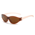 Y2K wrap cycling sunglasses with translucent brown frame and peach pink temples - Regular / Regular (Inc. 13% VAT) Brown Frame Solid Brown Lenses