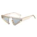 Y2K geometrische driehoekige zonnebril met champagne montuur en lichtblauwe UV400-glazen - Champagne Frame Grijze Lenzen