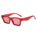 Chic red transparent rectangular sunglasses with retro narrow frame design for women - Red Frame Red Lens