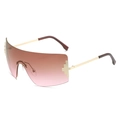 Lunettes de soleil Y2K sans monture, verres dégradés roses et accents croix dorés - Monture Dorée Verre Dégradé Thé Rose