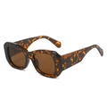Gafas de sol cuadradas de carey vintage con lentes marrón oscuro para mujer con estilo - Montura de Leopardo Lente Marrón