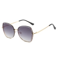 Chic cat-eye sunglasses with gold metal frames and gradient purple-to-grey lenses - Gold Frame Gradient Gray Lens