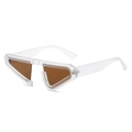 Y2K Geometrische Sonnenbrille mit mattweißen Rahmen und braun getönten Gläsern - Normal / Standard - Transparenter Rahmen mit Tee-Gläsern