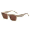 Square beige sunglasses with dark brown lenses featuring a vintage chunky frame design - Regular / Standard Khaki Frame Full Tea Lenses