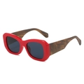 Gafas de sol retro con montura roja gruesa y patillas de carey con lentes oscuros - Montura Roja Lente Gris