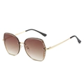 Chic geometric metal sunglasses with gold frame and gradient brown lenses - Gold Frame Gradient Tea Lens