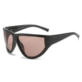 Gafas de sol envolventes Y2K cyberpunk con montura negra y lentes de color marrón - Montura Negra Lentes de Té
