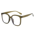 Olive green translucent TR90 round frame glasses with blue light blocking lenses - Green Frame