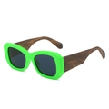Gafas de sol retro de montura gruesa verde fluorescente con patillas de carey - Montura Verde Lente Gris