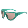 Gafas de sol Y2K cyberpunk extragrandes con montura verde y cristales marrones - Marco Verde Lente Té