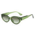 Occhiali da sole vintage cat eye con montatura verde traslucido e lenti grigie - Montatura Verde Oliva Lenti Verdi