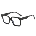 Retro matte black square frame sunglasses with thick rims and flat lenses for unisex style - Matte Black Frame Clear Lens