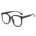 Classic TR90 black round frame glasses with silver rivets and anti-blue light lenses - Matte Black