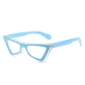 Gafas de ojo de gato con filtro de luz azul, montura azul cielo y acabado con purpurina - Marco Azul / Lente transparente anti-luz azul