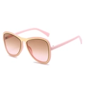 Occhiali da sole aviator retrò con montatura rosa e bordo in metallo oro - Regolare / Montatura Rosa Lenti Marrone Rosa