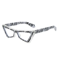 Cat eye blue light blocking glasses featuring a bold black and white zebra pattern frame - Zebra Pattern Frame / Anti-Blue Light Clear Lens