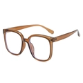 Retro TR90 round frame anti-blue light glasses in transparent tea brown finish - Brown Frame